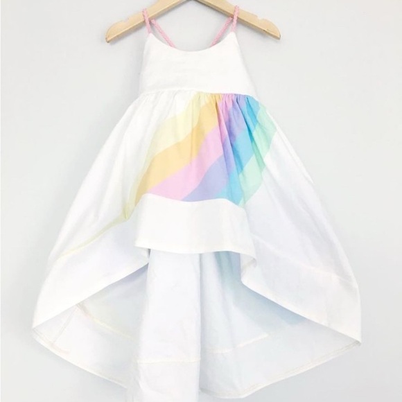 Hello Enjoy Girl’s Rainbow High Low Halter Dress Size 2T Elastic Back Vacation - Picture 2 of 7